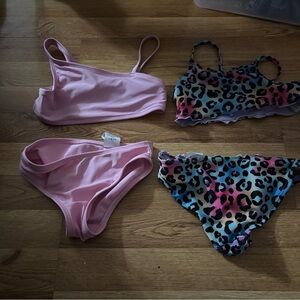 Pink and Leopard Print Bikini Set